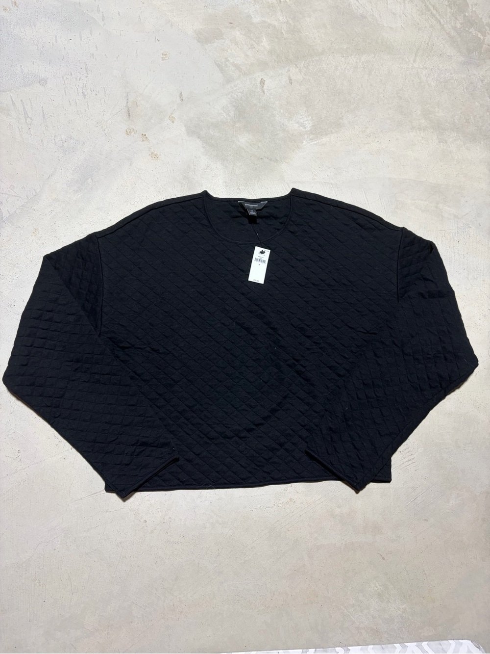 Banana Republic NWT Black Quilted Crewneck Sweatshirt medium MSRP$70